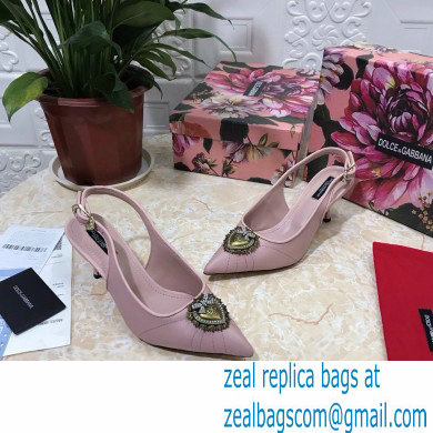 Dolce  &  Gabbana Heel 6.5cm Quilted Leather Devotion Slingbacks Light Pink 2021